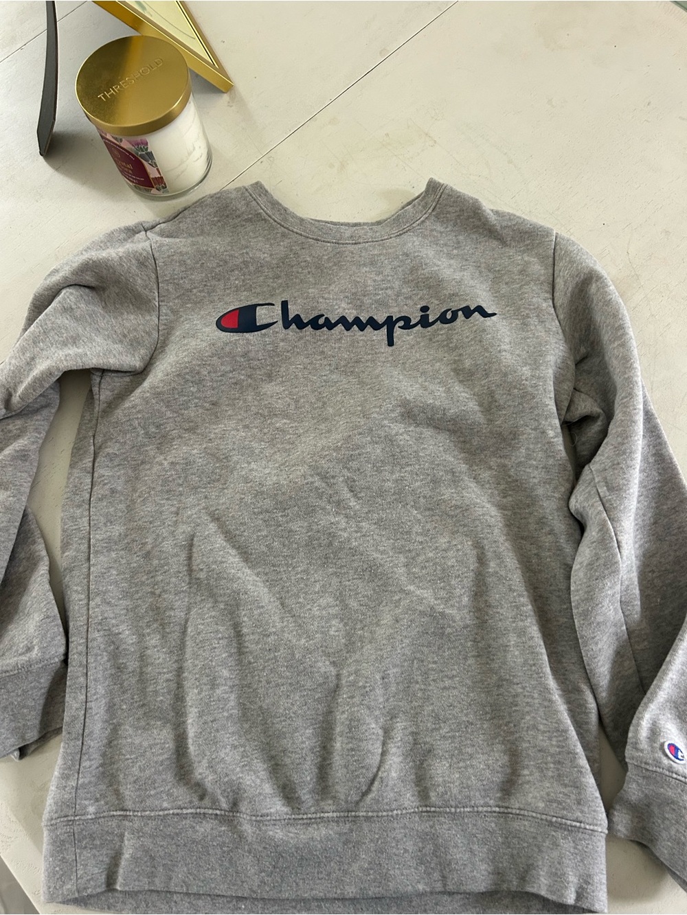 Champion Gray Crewneck with Logo Tag